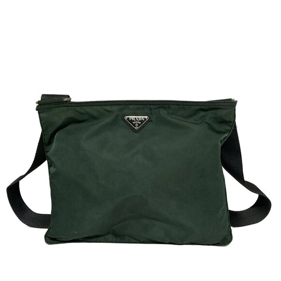 Auth PRADA - Dark Green Nylon Shoulder Bag - Picture 1 of 8